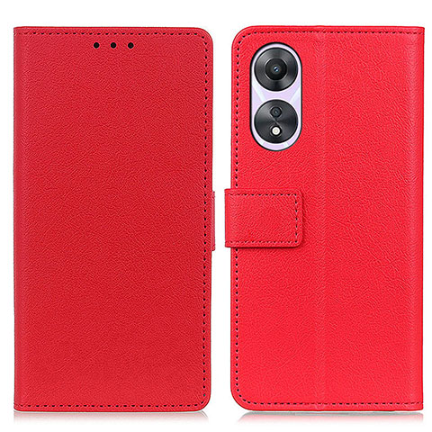 Funda de Cuero Cartera con Soporte Carcasa M08L para Oppo A18 Rojo