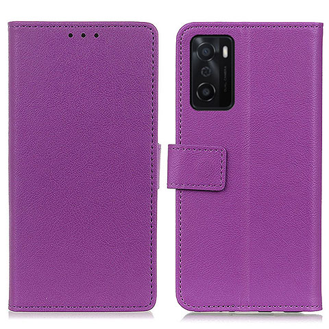 Funda de Cuero Cartera con Soporte Carcasa M08L para Oppo A55S 5G Morado