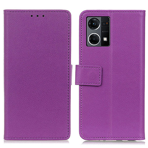 Funda de Cuero Cartera con Soporte Carcasa M08L para Oppo F21s Pro 4G Morado