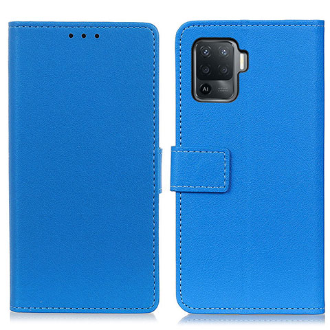 Funda de Cuero Cartera con Soporte Carcasa M08L para Oppo Reno5 F Azul