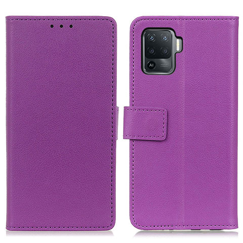 Funda de Cuero Cartera con Soporte Carcasa M08L para Oppo Reno5 F Morado