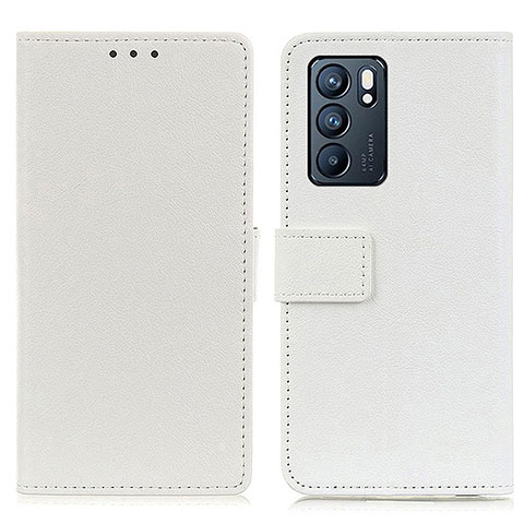 Funda de Cuero Cartera con Soporte Carcasa M08L para Oppo Reno6 5G Blanco