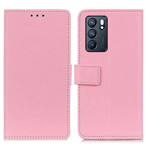 Funda de Cuero Cartera con Soporte Carcasa M08L para Oppo Reno6 5G Rosa