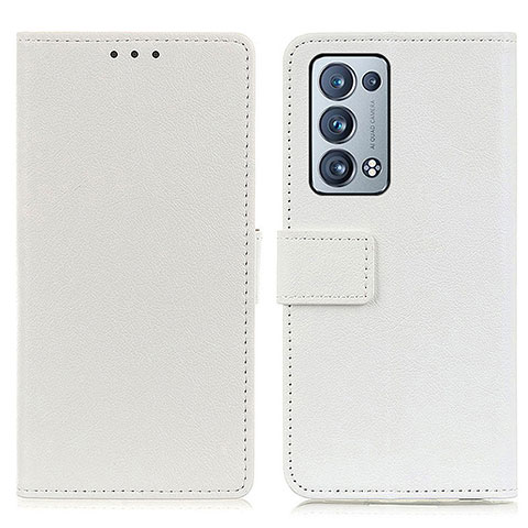 Funda de Cuero Cartera con Soporte Carcasa M08L para Oppo Reno6 Pro 5G Blanco