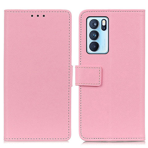 Funda de Cuero Cartera con Soporte Carcasa M08L para Oppo Reno6 Pro 5G India Rosa