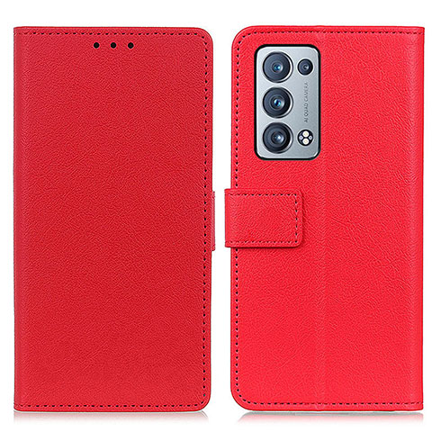 Funda de Cuero Cartera con Soporte Carcasa M08L para Oppo Reno6 Pro 5G Rojo