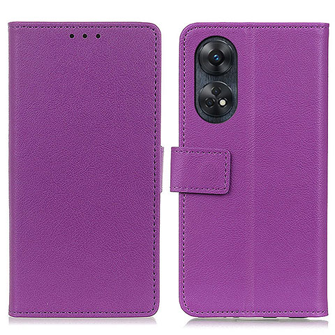 Funda de Cuero Cartera con Soporte Carcasa M08L para Oppo Reno8 T 4G Morado