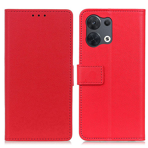 Funda de Cuero Cartera con Soporte Carcasa M08L para Oppo Reno9 Pro+ Plus 5G Rojo