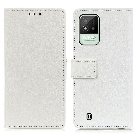 Funda de Cuero Cartera con Soporte Carcasa M08L para Realme C20A Blanco