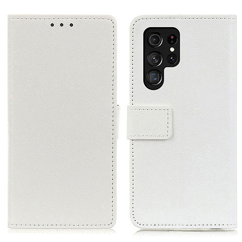 Funda de Cuero Cartera con Soporte Carcasa M08L para Samsung Galaxy S21 Ultra 5G Blanco