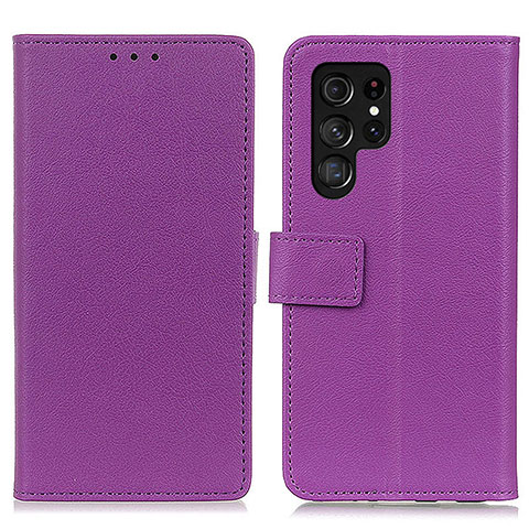 Funda de Cuero Cartera con Soporte Carcasa M08L para Samsung Galaxy S22 Ultra 5G Morado