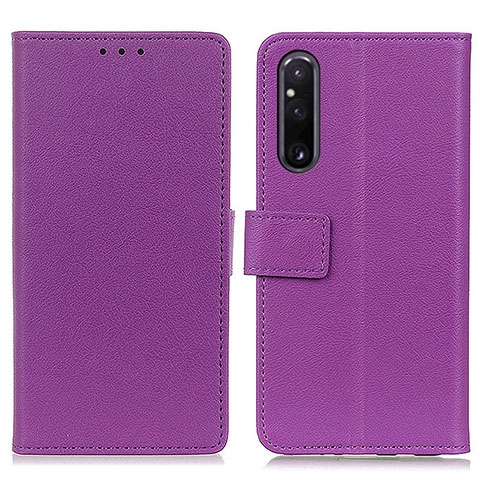 Funda de Cuero Cartera con Soporte Carcasa M08L para Sony Xperia 1 V Morado