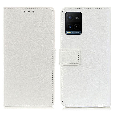 Funda de Cuero Cartera con Soporte Carcasa M08L para Vivo Y21t Blanco