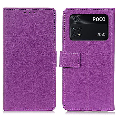 Funda de Cuero Cartera con Soporte Carcasa M08L para Xiaomi Poco M4 Pro 4G Morado