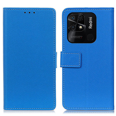 Funda de Cuero Cartera con Soporte Carcasa M08L para Xiaomi Redmi 10 India Azul