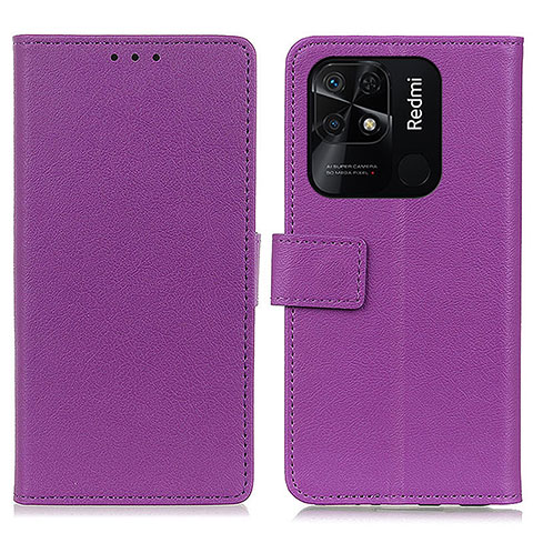 Funda de Cuero Cartera con Soporte Carcasa M08L para Xiaomi Redmi 10 India Morado