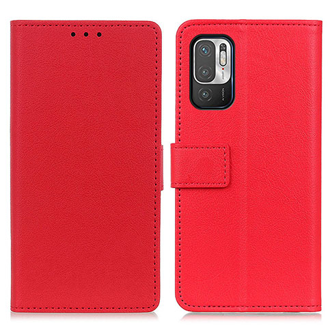 Funda de Cuero Cartera con Soporte Carcasa M08L para Xiaomi Redmi Note 10T 5G Rojo