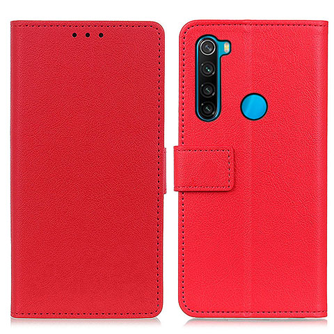 Funda de Cuero Cartera con Soporte Carcasa M08L para Xiaomi Redmi Note 8 (2021) Rojo