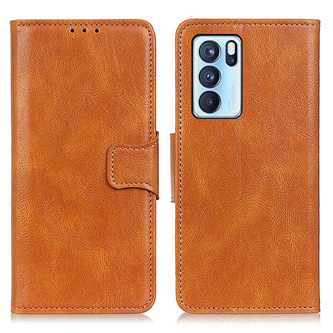 Funda de Cuero Cartera con Soporte Carcasa M09L para Oppo Reno6 Pro 5G India Marron