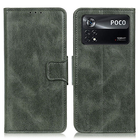 Funda de Cuero Cartera con Soporte Carcasa M09L para Xiaomi Poco X4 Pro 5G Verde