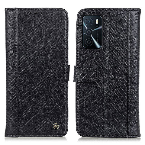 Funda de Cuero Cartera con Soporte Carcasa M10L para Oppo A16 Negro