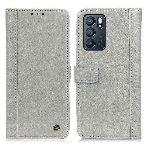 Funda de Cuero Cartera con Soporte Carcasa M10L para Oppo Reno6 5G Gris