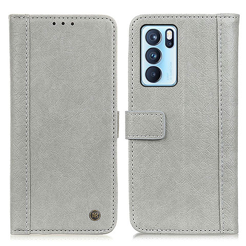 Funda de Cuero Cartera con Soporte Carcasa M10L para Oppo Reno6 Pro 5G India Gris