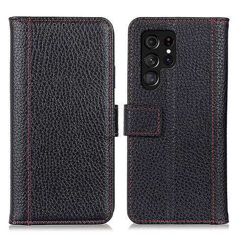 Funda de Cuero Cartera con Soporte Carcasa M10L para Samsung Galaxy S23 Ultra 5G Negro