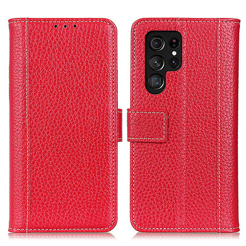 Funda de Cuero Cartera con Soporte Carcasa M10L para Samsung Galaxy S23 Ultra 5G Rojo