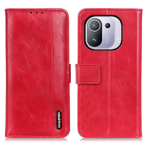 Funda de Cuero Cartera con Soporte Carcasa M11L para Xiaomi Mi 11 Pro 5G Rojo