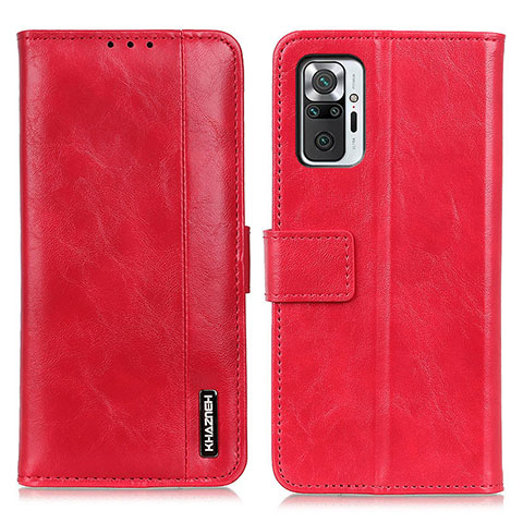 Funda de Cuero Cartera con Soporte Carcasa M11L para Xiaomi Redmi Note 10 Pro 4G Rojo