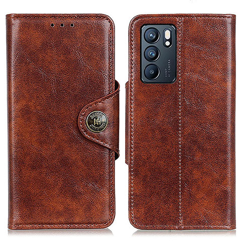 Funda de Cuero Cartera con Soporte Carcasa M12L para Oppo Reno6 5G Marron