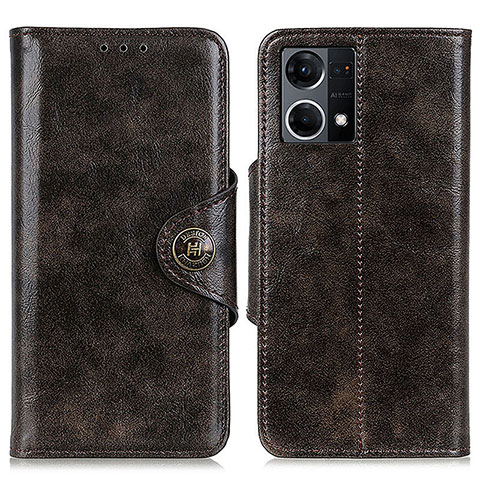 Funda de Cuero Cartera con Soporte Carcasa M12L para Oppo Reno7 4G Bronze