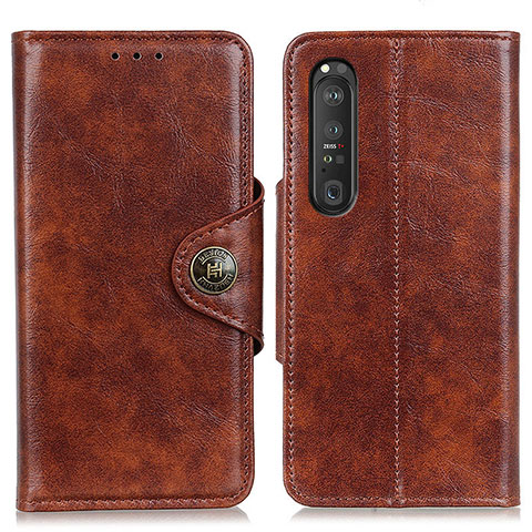 Funda de Cuero Cartera con Soporte Carcasa M12L para Sony Xperia 1 III Marron