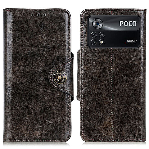 Funda de Cuero Cartera con Soporte Carcasa M12L para Xiaomi Poco X4 Pro 5G Bronze