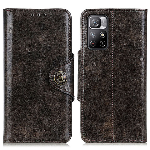 Funda de Cuero Cartera con Soporte Carcasa M12L para Xiaomi Redmi Note 11 5G Bronze