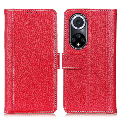 Funda de Cuero Cartera con Soporte Carcasa M13L para Huawei Honor 50 5G Rojo