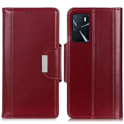 Funda de Cuero Cartera con Soporte Carcasa M13L para Oppo A16s Rojo