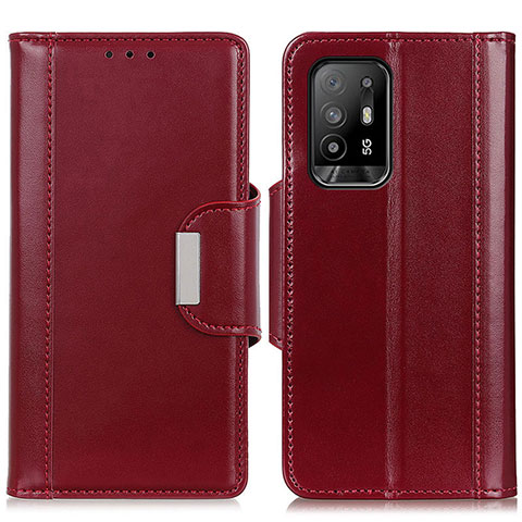 Funda de Cuero Cartera con Soporte Carcasa M13L para Oppo A94 5G Rojo