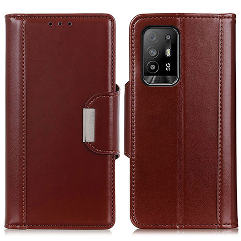 Funda de Cuero Cartera con Soporte Carcasa M13L para Oppo A95 5G Marron