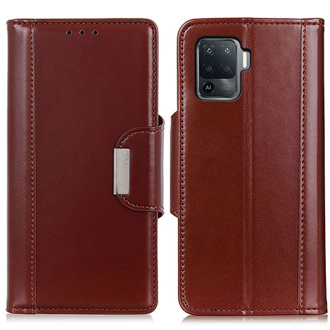 Funda de Cuero Cartera con Soporte Carcasa M13L para Oppo Reno5 F Marron