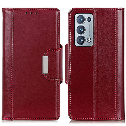 Funda de Cuero Cartera con Soporte Carcasa M13L para Oppo Reno6 Pro+ Plus 5G Rojo