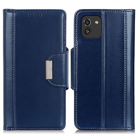 Funda de Cuero Cartera con Soporte Carcasa M13L para Samsung Galaxy A03 Azul