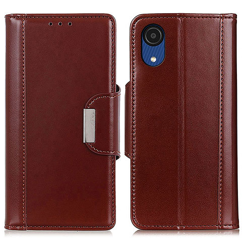 Funda de Cuero Cartera con Soporte Carcasa M13L para Samsung Galaxy A03 Core Marron