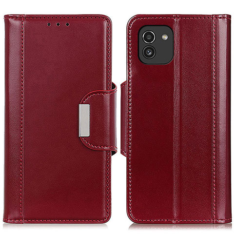 Funda de Cuero Cartera con Soporte Carcasa M13L para Samsung Galaxy A03 Rojo