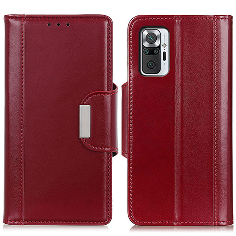 Funda de Cuero Cartera con Soporte Carcasa M13L para Xiaomi Redmi Note 10 Pro 4G Rojo