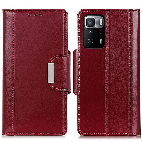 Funda de Cuero Cartera con Soporte Carcasa M13L para Xiaomi Redmi Note 10 Pro 5G Rojo