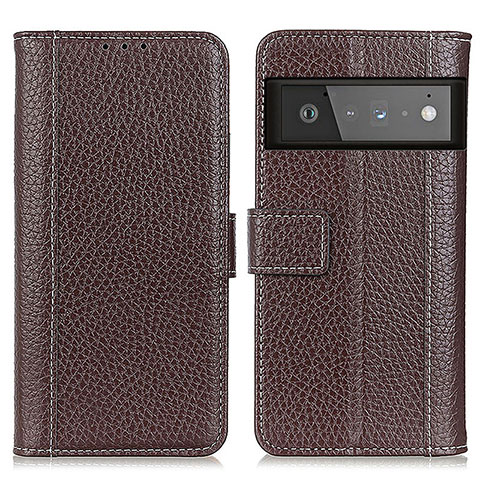 Funda de Cuero Cartera con Soporte Carcasa M14L para Google Pixel 6 Pro 5G Marron