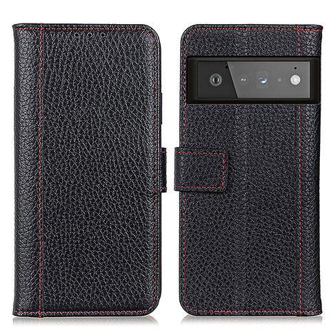 Funda de Cuero Cartera con Soporte Carcasa M14L para Google Pixel 6 Pro 5G Negro