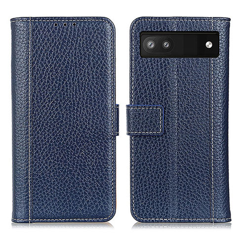 Funda de Cuero Cartera con Soporte Carcasa M14L para Google Pixel 6a 5G Azul